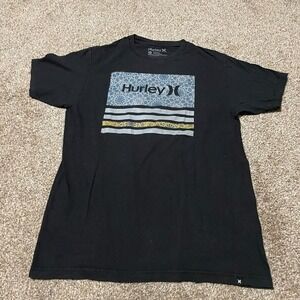 Hurley Mens Premium Fit Graphic T-Shirt Black Geometric Stripe Size M